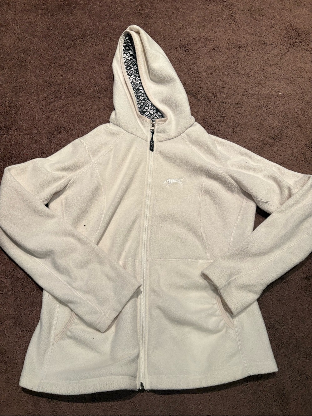 Women's Hooded Cream Fleece Jacket - Lightweight Full-Zip